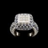 Bague carrée pavage saphirs et diamants