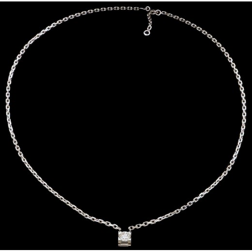 Collier solitaire diamant serti en C