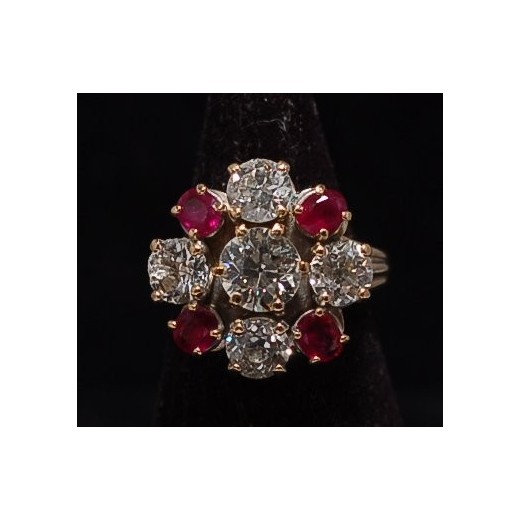 Bague marguerite Rubis Diamants