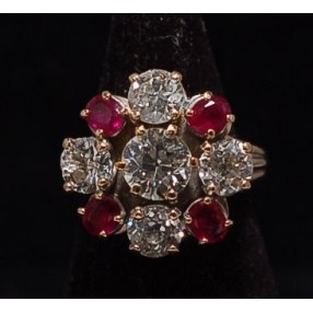 Bague marguerite Rubis Diamants