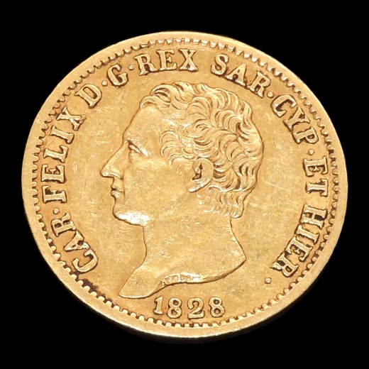 Pièce d'or 20 lires Charles Felix Turin