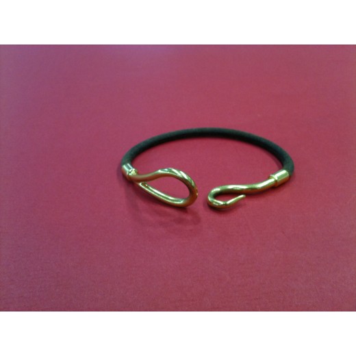 Bracelet Hermès Jumbo en cuir ciré gold