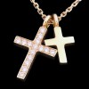 Collier deux croix en or et diamants