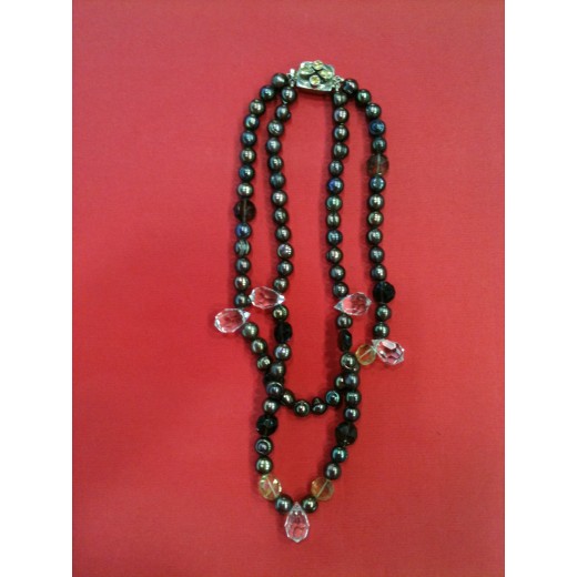 Collier fantaisie double rang de perles