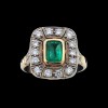 Bague deux ors émeraude centrale et diamants