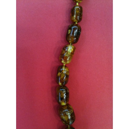 Collier Ancien En Ambre Vintage - Longueur 40 Cm, Pierre Naturelle D'ambre, Style Ras Du Cou - Occasion Bon état