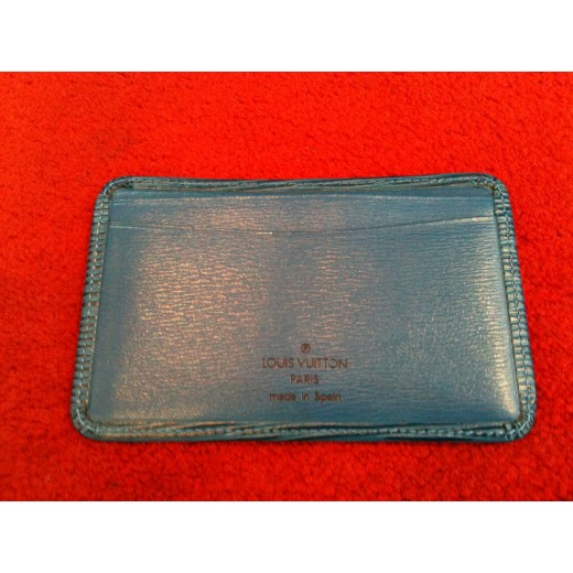 Porte-cartes Louis Vuitton en cuir épi bleu