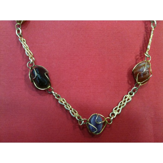 Collier en quartz et métal doré