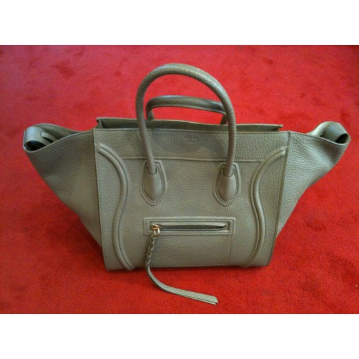 Sac Céline Luggage Phantom en cuir grainé taupe