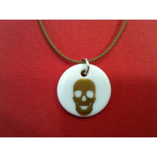 Pendentif médaillon Bernardaud Tête de mort