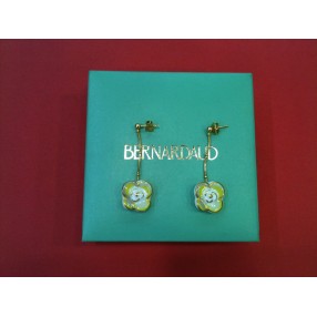 Boucles d'oreilles Bernardaud en porcelaine et plaqué or