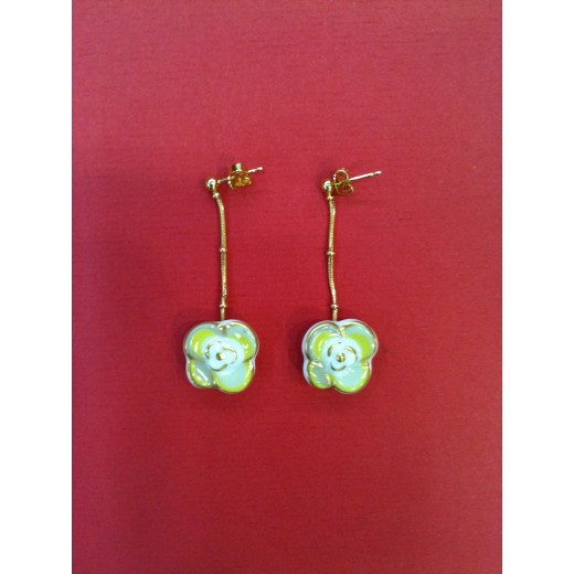 Boucles d'oreilles Bernardaud en porcelaine et plaqué or