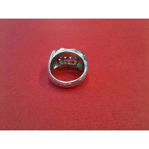 Bague Tank moderne en or et argent