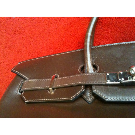 Sac Hermès Birkin 35 en box chocolat