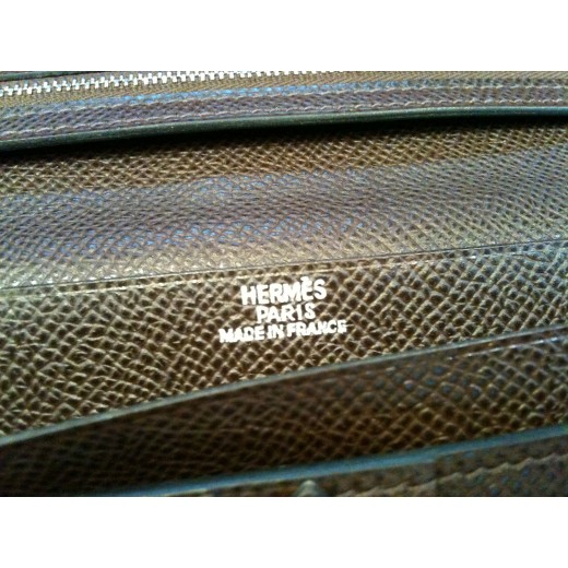 Portefeuille Hermès Béarn en veau Epsom chocolat