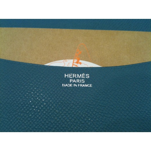 Couverture d'agenda Hermès Semainier en veau Epsom bleu