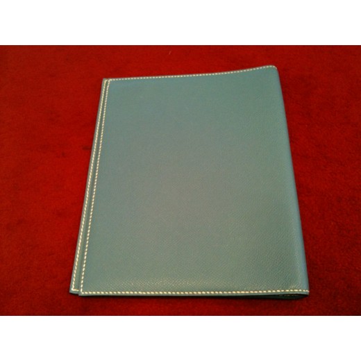 Couverture d'agenda Hermès Semainier en veau Epsom bleu
