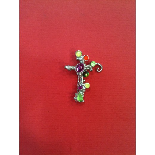 Broche Christian Lacroix en métal argenté