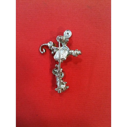 Broche Christian Lacroix en métal argenté
