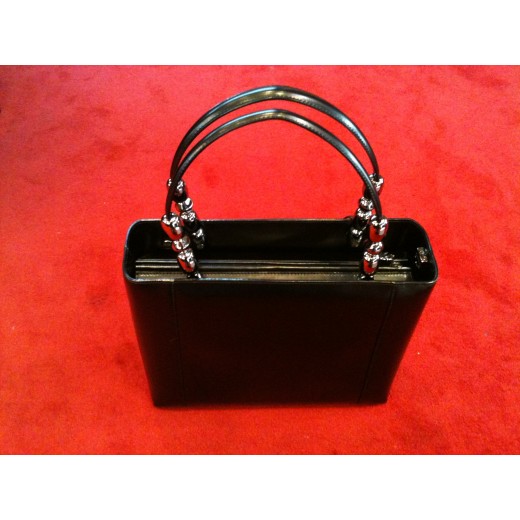 Sac Christian Dior en cuir lisse noir