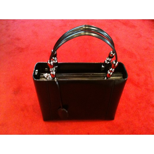 Sac Christian Dior en cuir lisse noir
