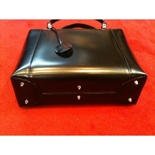 Sac Christian Dior en cuir lisse noir