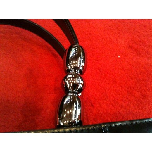Sac Christian Dior en cuir lisse noir