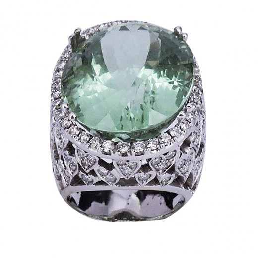 Bague de créateur, béryl et diamants