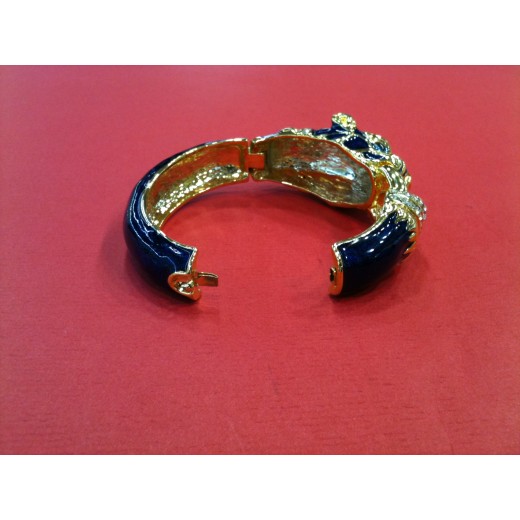 Bracelet Panthère en émail et plaqué or
