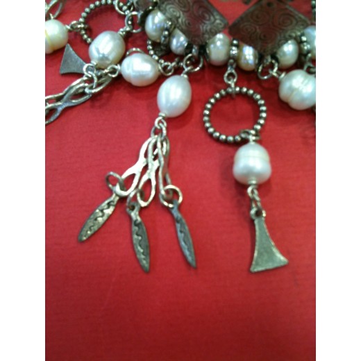 Bracelet Taratata en métal argenté et perles