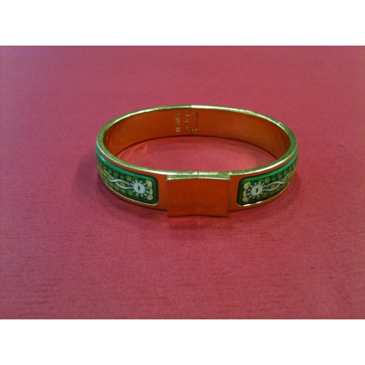 Bracelet Hermès Clic Clac Vintage imprimé fond vert