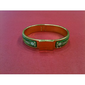 Bracelet Hermès Clic Clac Vintage imprimé fond vert