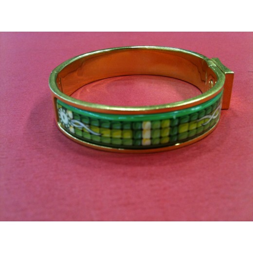 Bracelet Hermès Clic Clac Vintage imprimé fond vert