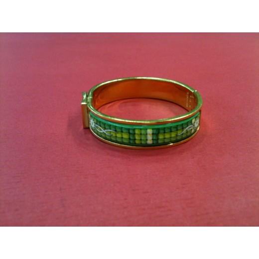 Bracelet Hermès Clic Clac Vintage imprimé fond vert