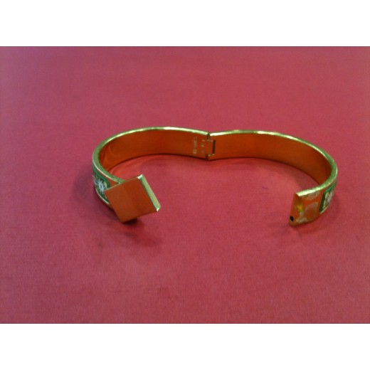 Bracelet Hermès Clic Clac Vintage imprimé fond vert
