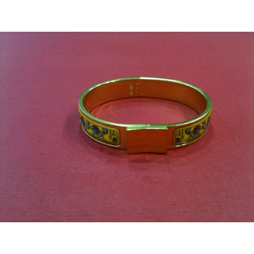 Bracelet Hermès Clic  Clac Vintage imprimé fond jaune