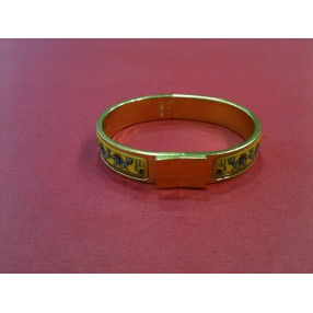 Bracelet Hermès Clic  Clac Vintage imprimé fond jaune