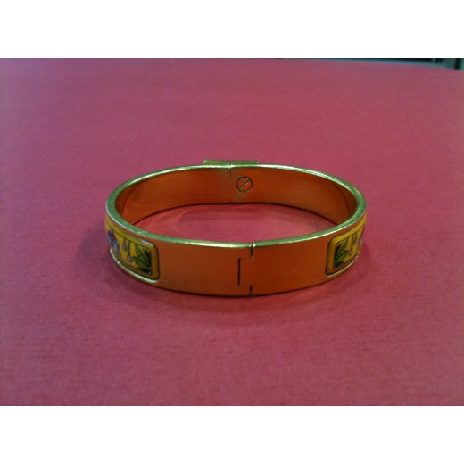 Bracelet Hermès Clic  Clac Vintage imprimé fond jaune