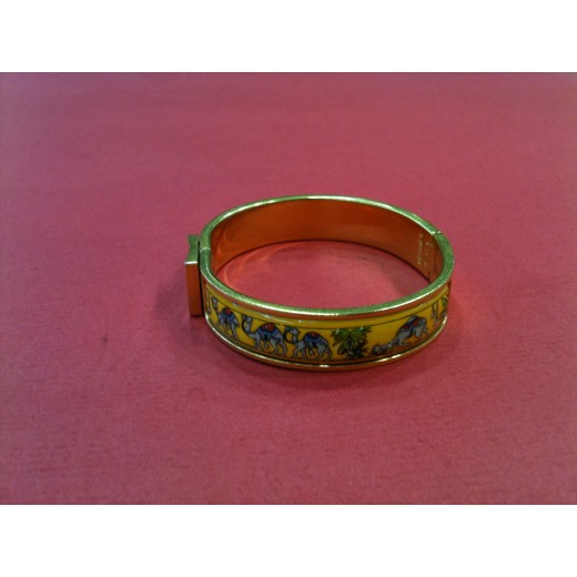 Bracelet Hermès Clic  Clac Vintage imprimé fond jaune