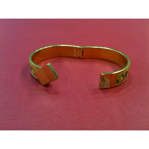 Bracelet Hermès Clic  Clac Vintage imprimé fond jaune