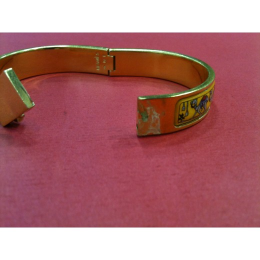 Bracelet Hermès Clic  Clac Vintage imprimé fond jaune