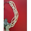 Collier Papillon en métal argenté et perles