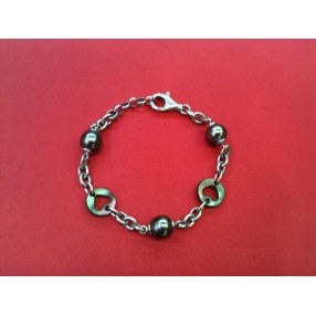 Bracelet en argent, nacre et perles