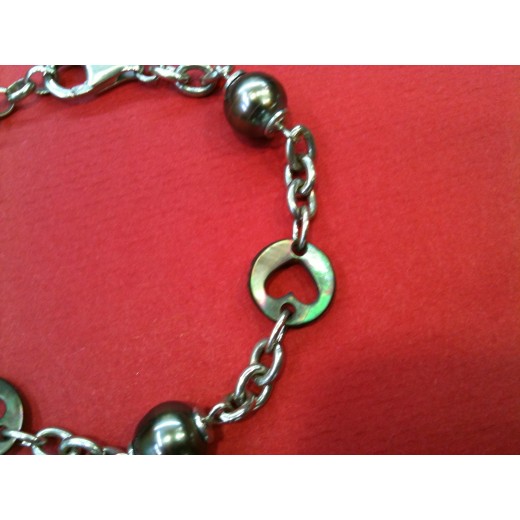 Bracelet en argent, nacre et perles