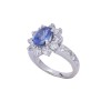 Bague marguerite en or blanc diamants et saphir