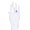 Bague marguerite en or blanc diamants et saphir