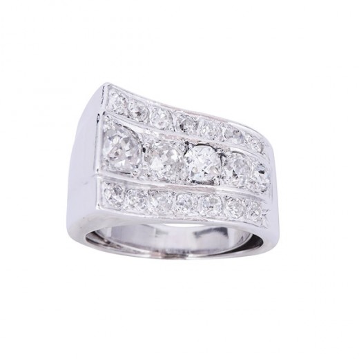 Bague Tank en or blanc et diamants