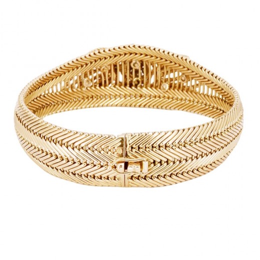 Bracelet ancien en or jaune 18 K et diamants