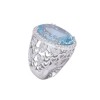 Bague en or blanc 18K aigue marine et diamants