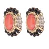 Boucles d'oreilles en Or 14 K  Corail Onyx et diamants